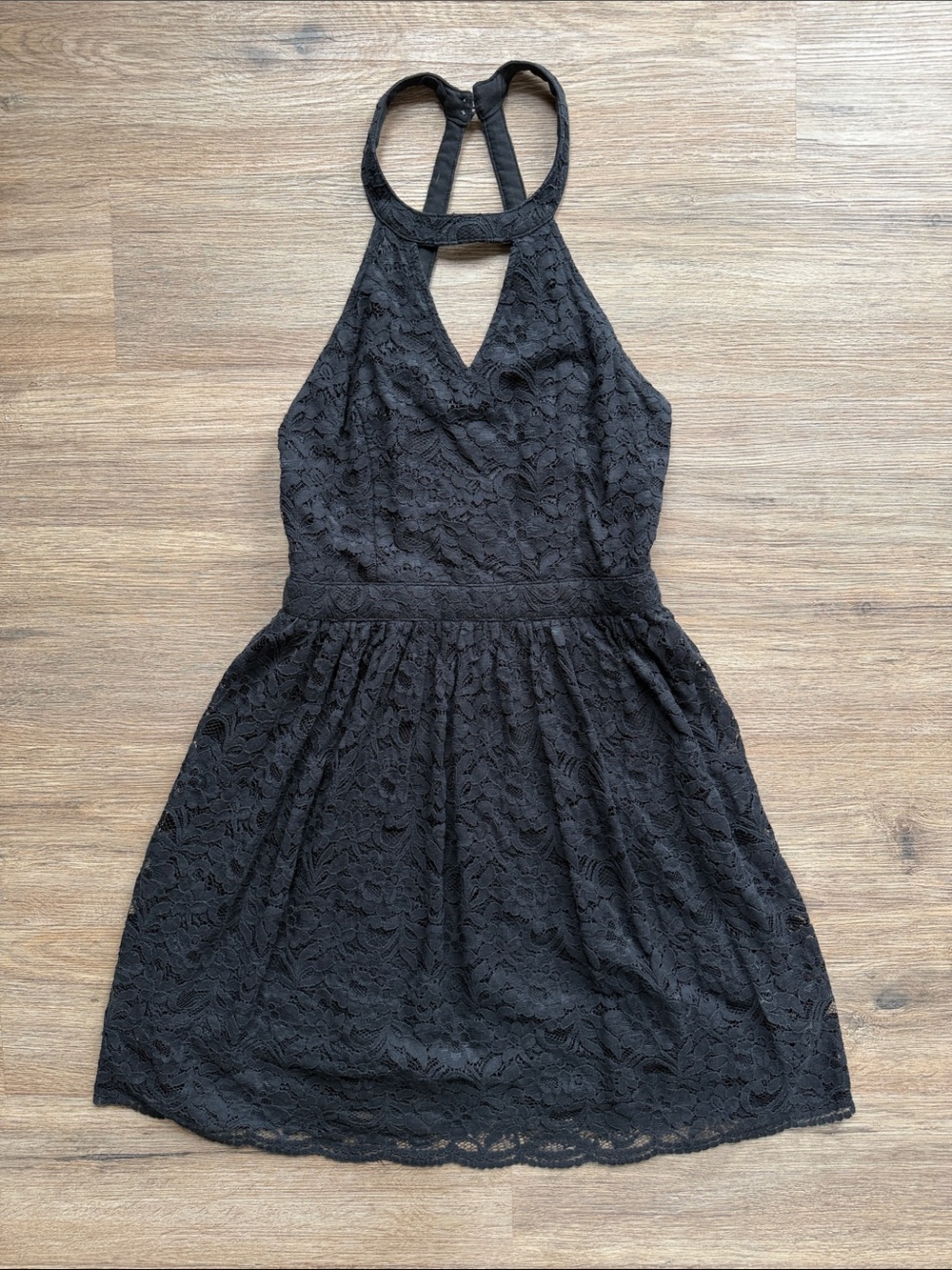Black Hollister Lace Halter Skater Dress